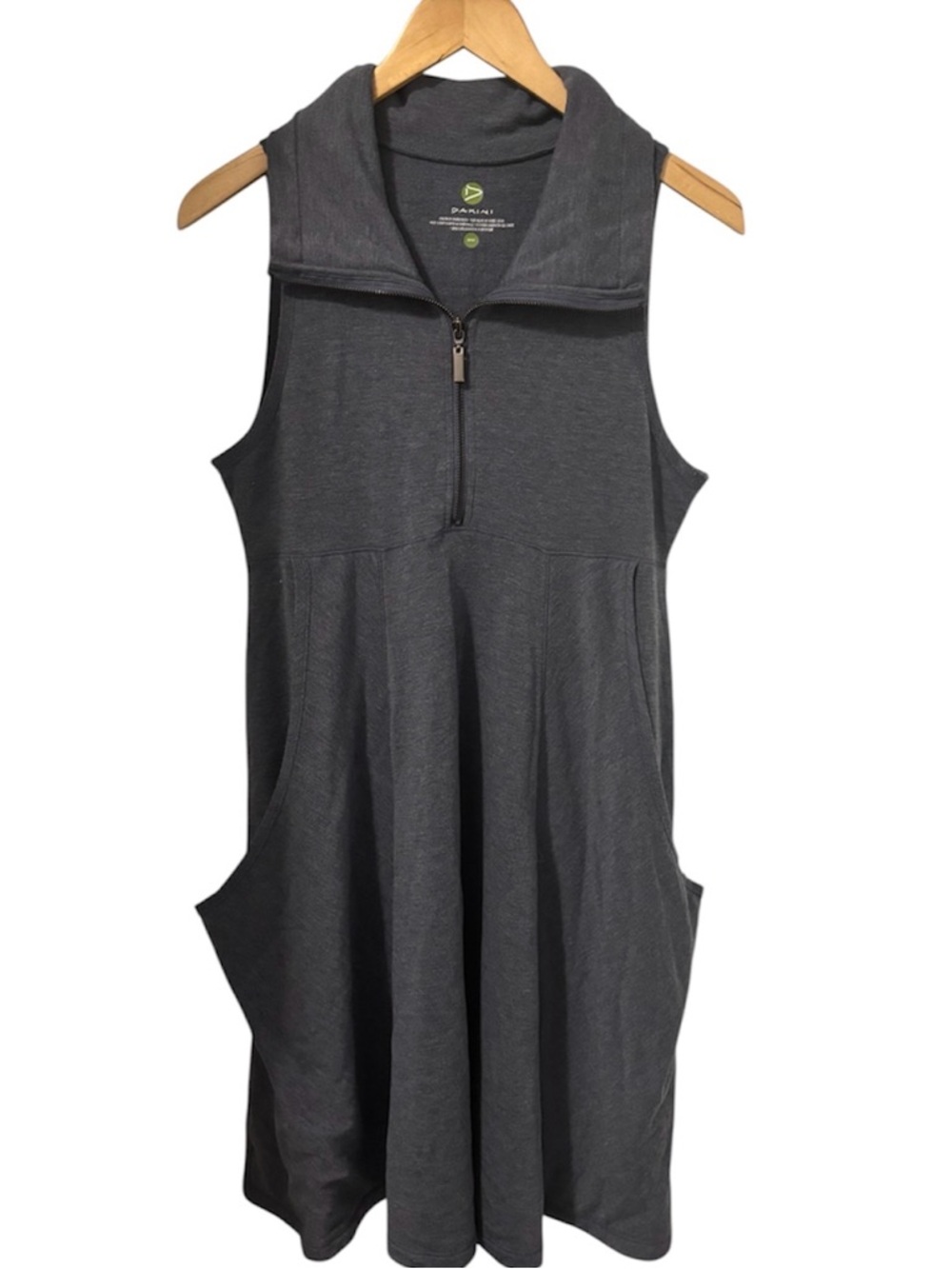 Women's Dakini Sleeveless Knee Length Active Dress Gray w/ Zipper and Pockets, M